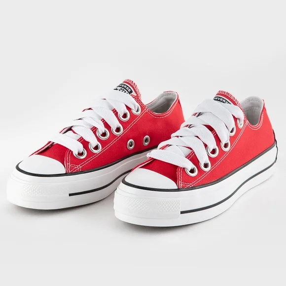 Converse Red Low-Top Platform Sneakers- Size 6.5 - Picture 5 of 7